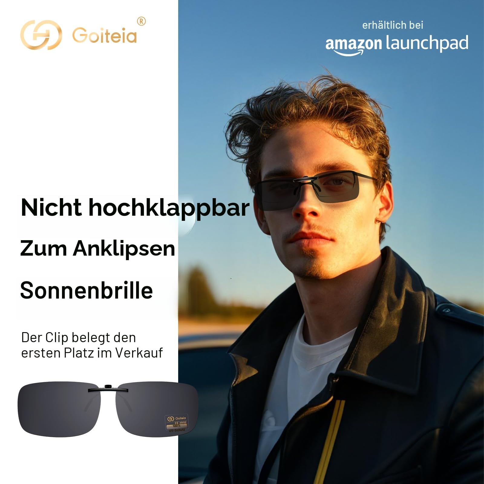 Goiteia Polarisierte Sonnenbrille Clip für Brillenträger - Sonnenbrille Zum Aufstecken Polarisiert, Sonnenbrillen Aufsatz Brille Damen Herren