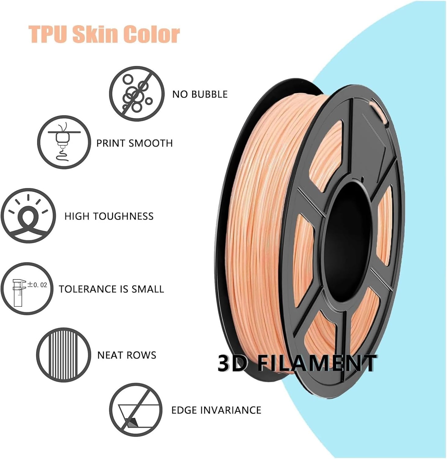 TPU Filament 95A Skin Tone 1.75mm Diameter 200g Spool for 3D Printer Flexible Materia(1KG)