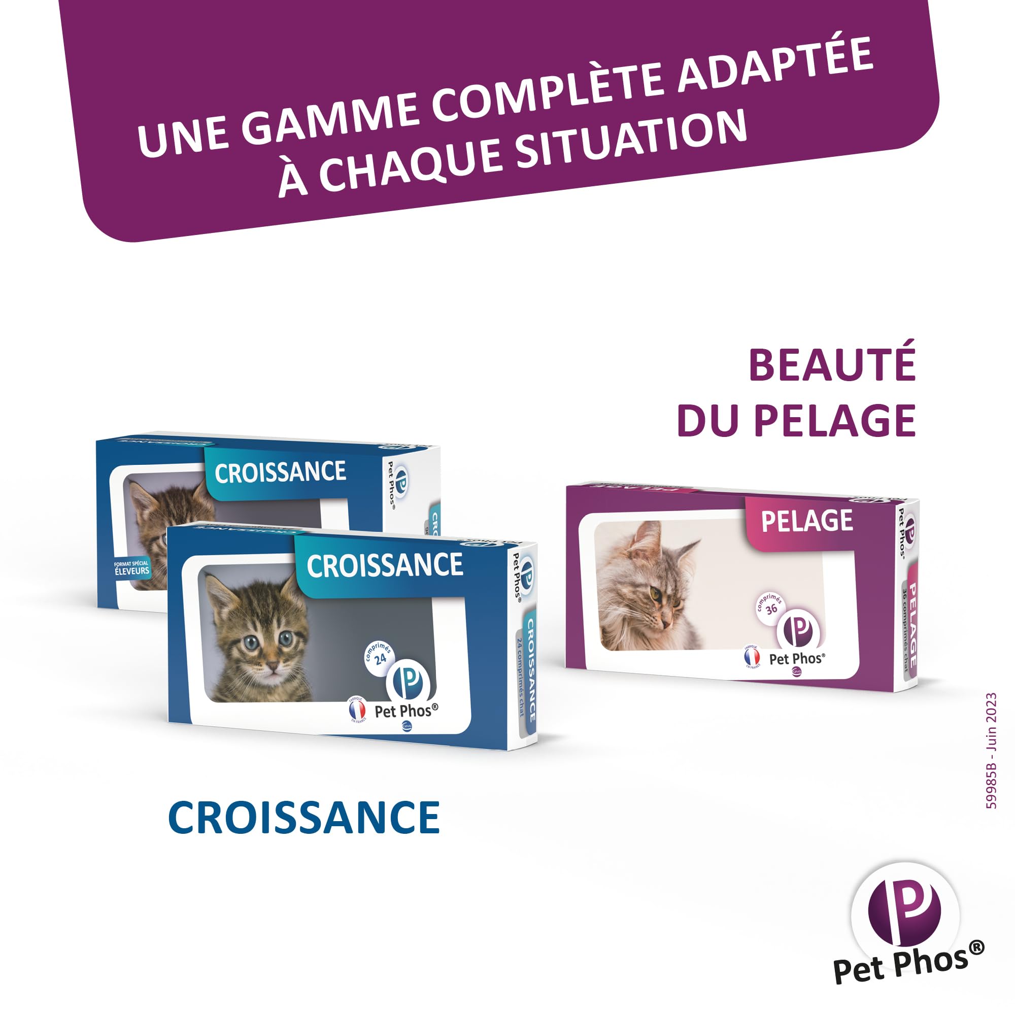 Pet PHOS Pelage Chat - Pelage Sec, terne et abîmé - Chute abondante des Poils - Période de mue - Préparation aux Concours et expositions.