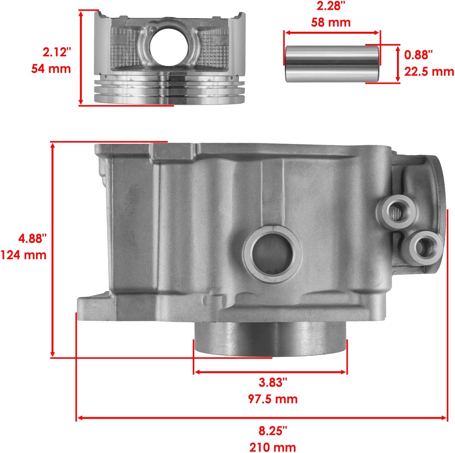 Powersports Replacement Parts for Cylinder Kit Piston Rings Gaskets for Polaris RANGER 500 4X4 EFI 2006-2012 Mod-C33C-20563