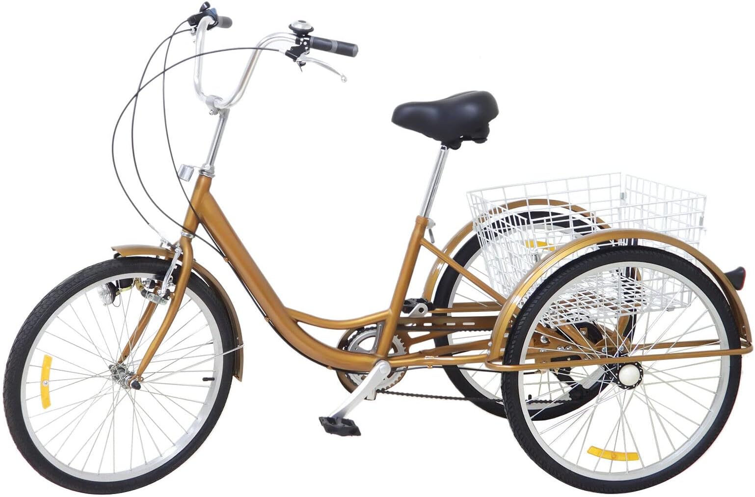 wanwanper 24 Inch Adult Trike Tricycle, 3 Wheels Bike Bicycle, Tricycle for Adults, 6 Speed Bike with Shopping Basket, adjustable tricycle for Cities, Beaches, Bike Paths and Various Roads