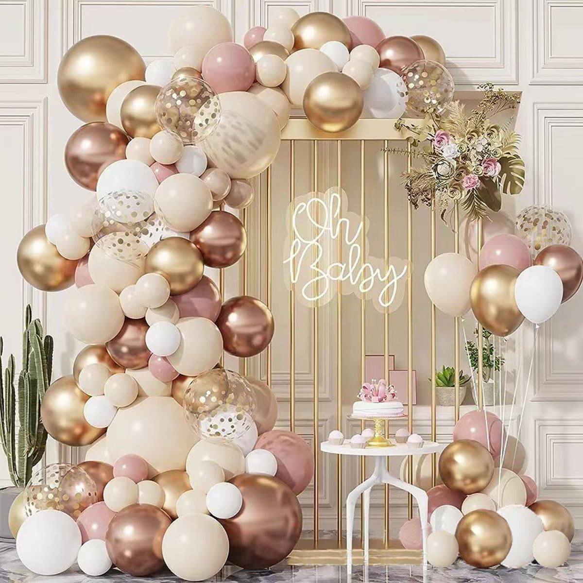 Yesier Balloon Arch Kit with Balloons Included Pink White and Rose Glod Balloons of Different Sizes for Wedding Baby Shower New Years Birthday Party