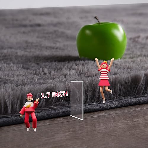 Miniatura 4 de Alfombra de piel sintética de 4 x 6pies, de color verde oscuro, muy suave, para interior y exterior, alfombras peludas, antideslizantes, para sala