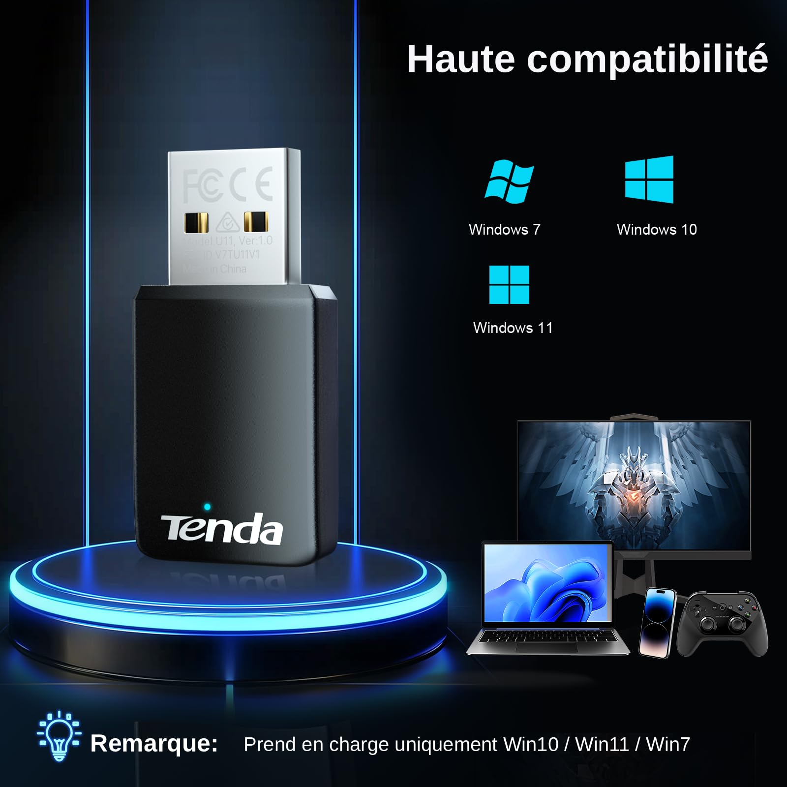 Tenda Clé WiFi AX900 Adaptateur USB Double Bande 5G/2.4G MU-MIMO U11