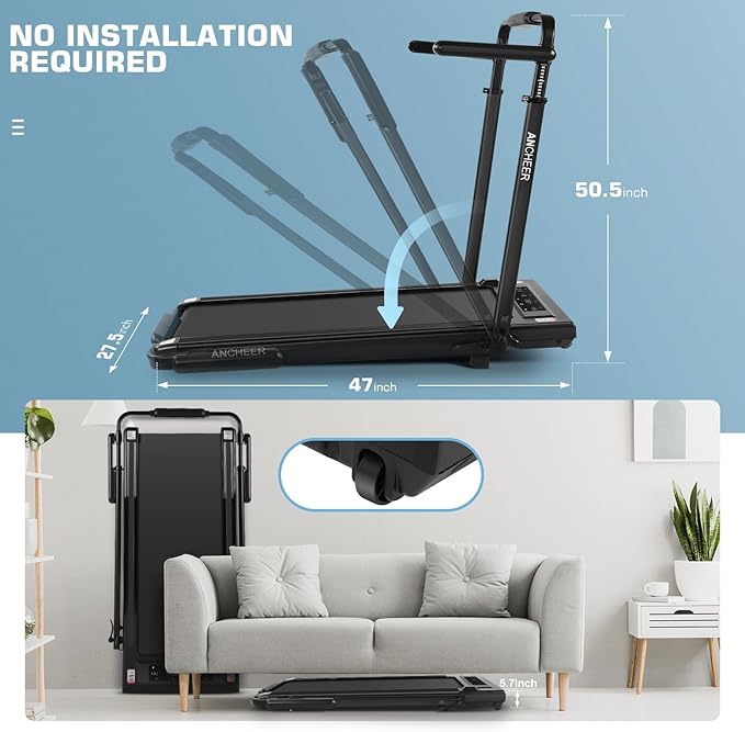 Caminadora Eléctrica Plegable con Inclinación 15% Negra miniatura 9