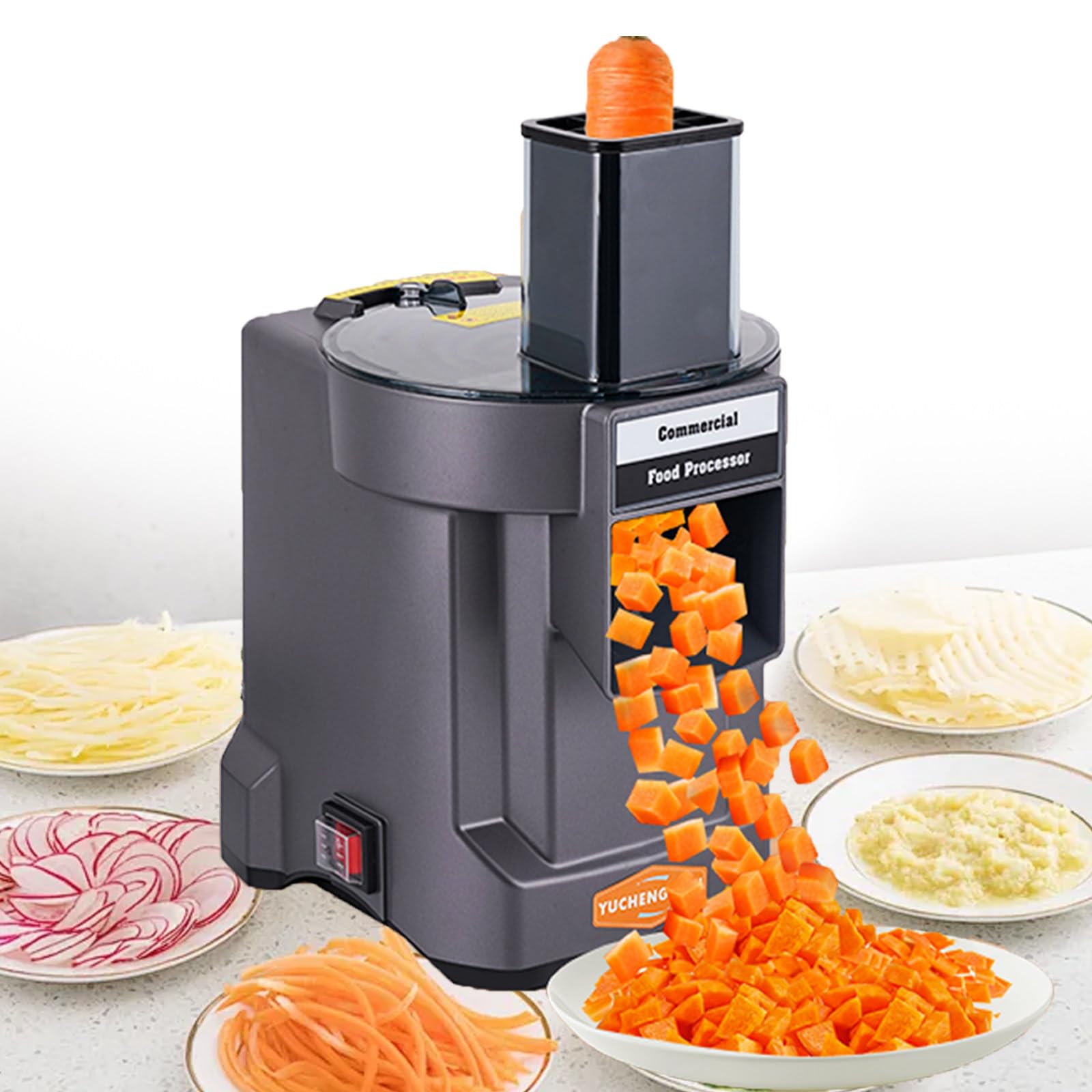 Tagliaverdure Elettrico a cubetti, affettatrice Professionale per Frutta e Verdura con 3 Lame in Acciaio Inox per Patate, Carote, cipolle, 100 W 220 V