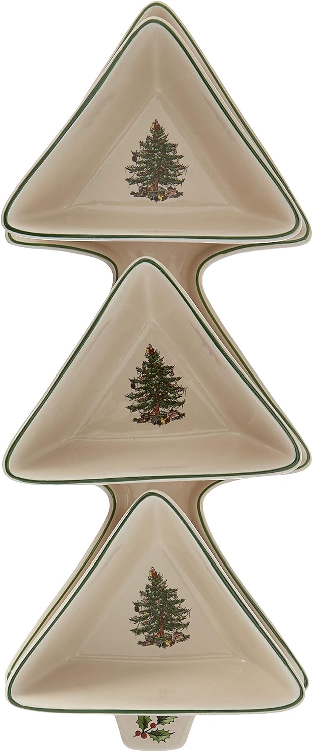 Spode 4 Piece Set, Tree Platter with Dip Bowls