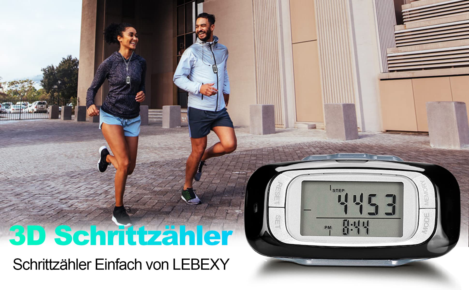 LEBEXY Contapassi clip semplice contapassi fitness tracker operazione vincitore del test passo/distanza/calorie/contatore contatore, senza Bluetooth/app/cellulare, contapassi 3D con grande display