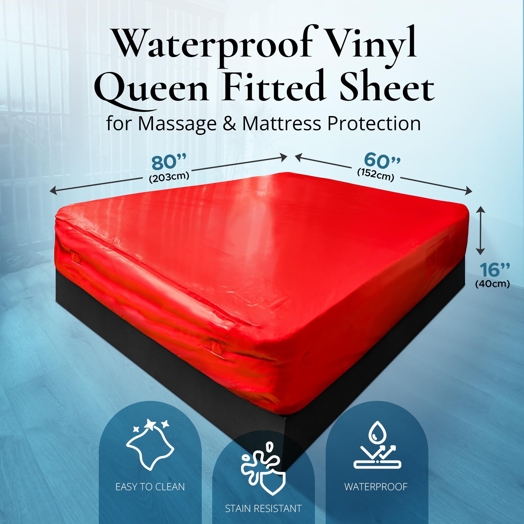 Bajera Vinilo 0,3mm Impermeable Queen 152x203cm, Antideslizante, Roja
