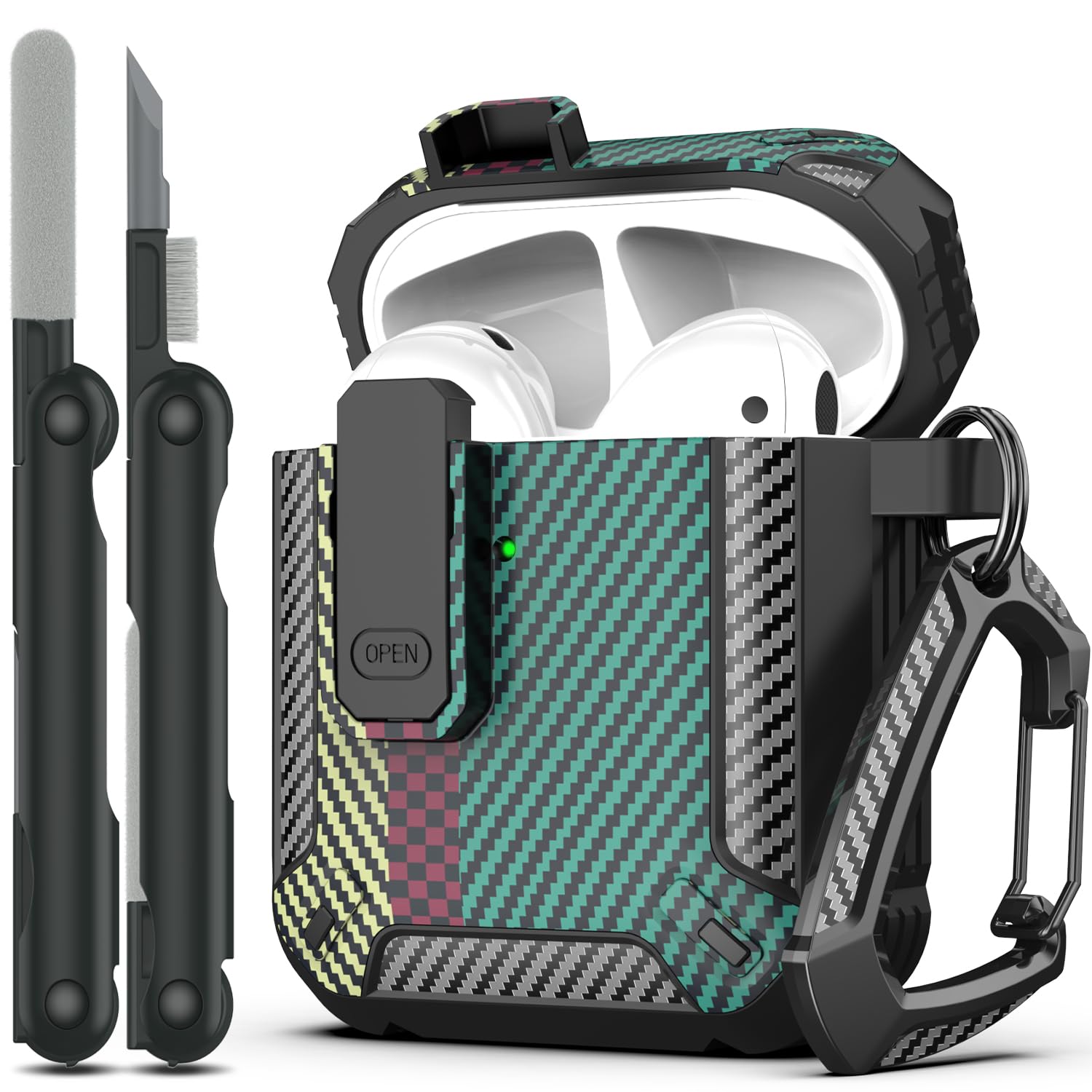 RFUNGUANGO Compatible with Airpods 2nd /1st Case,Automatic Pop-up with Safety Lock Clip, Full Body Shockproof Hard Case with Keychain Compatible with AirPods case,starry sky — view 33
