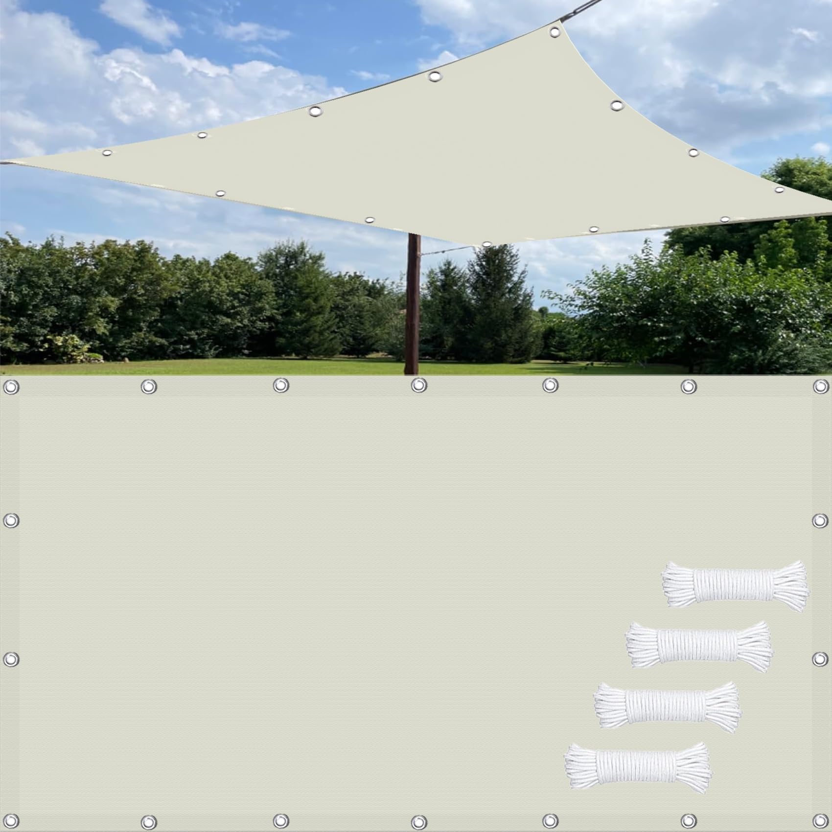 hdpe sonnensegel meterware Segeltuch 1.2 x 2.4 m aus Gewebe, Wetterbeständig, Uv-Strahlungen, Vernäht Robust & Stabil, Wasserdicht mit Ösen Und Seil, für Pergola Camping, cremefarben Grösse:35-38 DIE BESTEN Campingplätze in no_studio_imagery