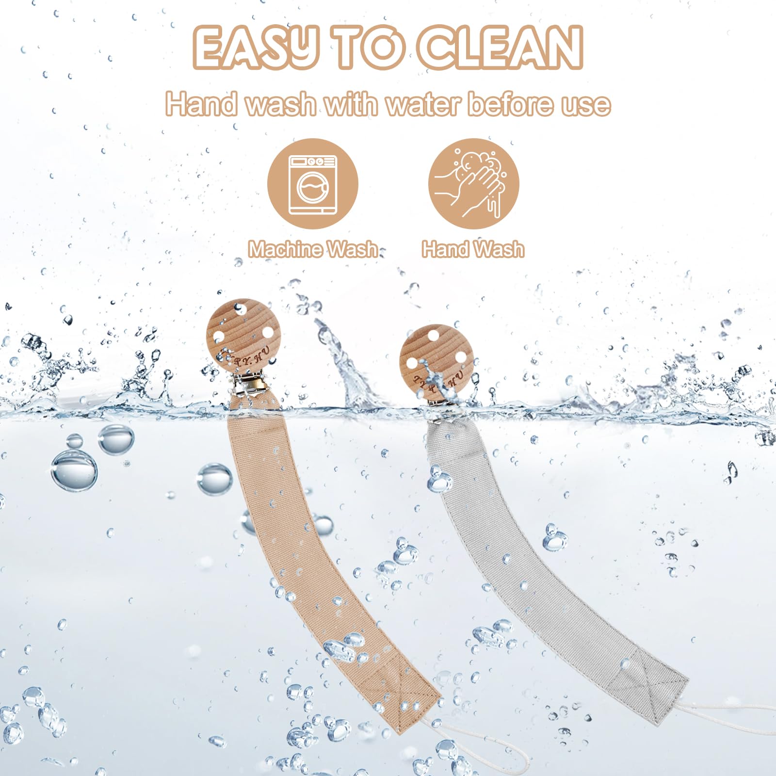 TYRY.HU Catenella Portaciuccio Tessuto Morbido Catenella Ciuccio Fatto a Mano Succhietto Porta Clip di Legno Cotone Bambini Ragazzi Massaggiagengive Clip Baby Regalo,2 Pezzi