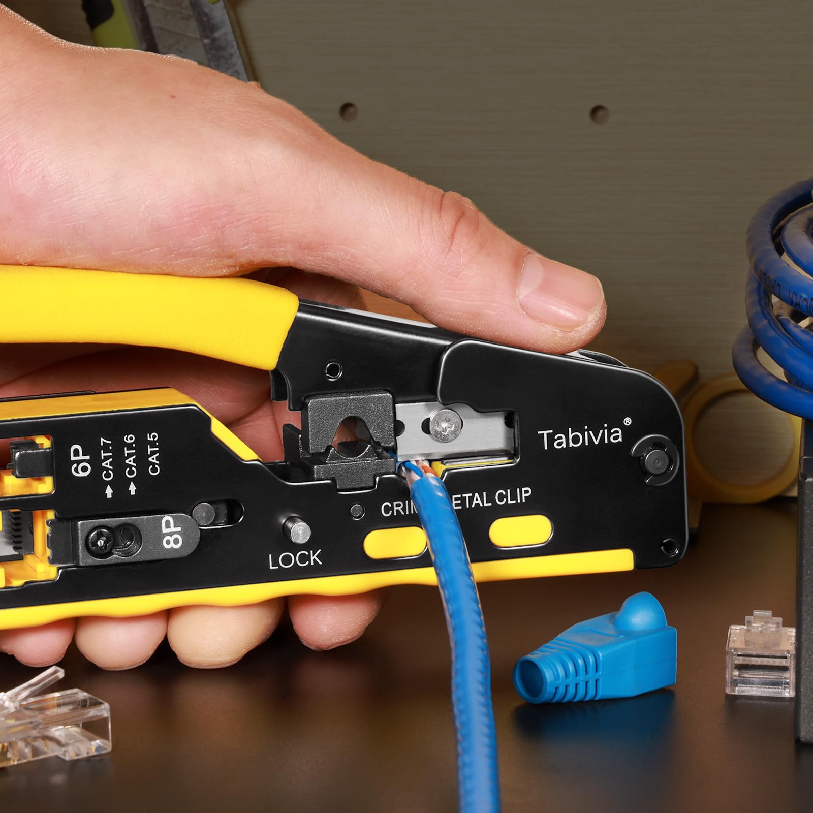 Kit de herramientas de crimpado RJ45, kit de herramientas de crimpado Ethernet Cat6 Cat5