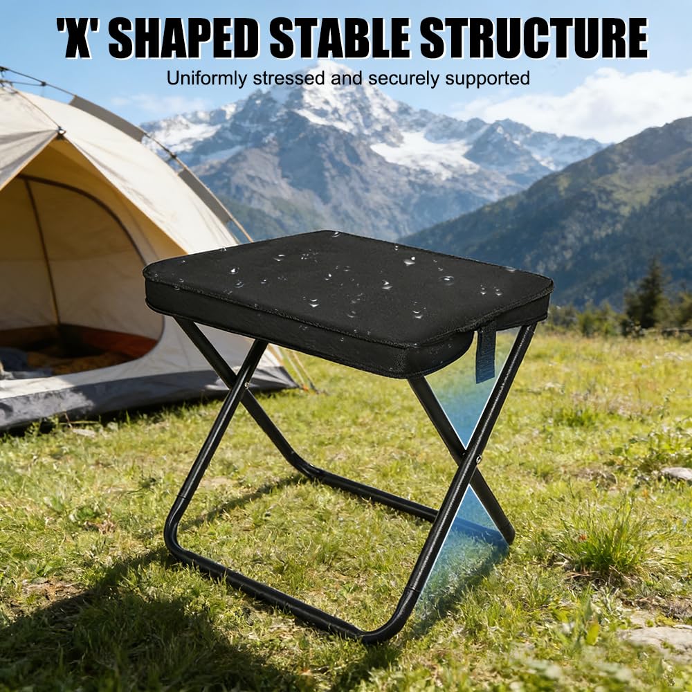2 Stück Tragbarer Campinghocker Klappbar,33 x26.5 x31cm Camping Hocker,Leichter Angelhocker,Tragbarer Klapphocker mit Aufbewahrungsbeutel,für Angeln,Wandern,Garten,Grill,Strand