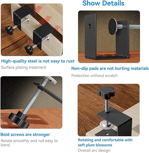 Miniatura 3 de 4 abrazaderas en C, abrazaderas de instalación delanteras de cajones, abrazaderas de acero laminado en frío para carpintería, se pueden utilizar