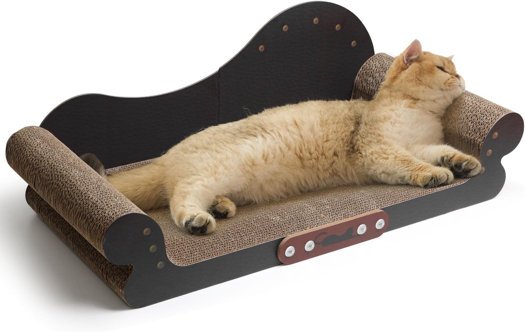 ComSaf Cat Scratcher Cardboard, 67 cm Cat Scratching Lounge Bed, 2 in 1 Large Scratching Board for felines, Recyclable Scratch Pad, Durable Sofa Shaped Scratch Bed Protects Furniture