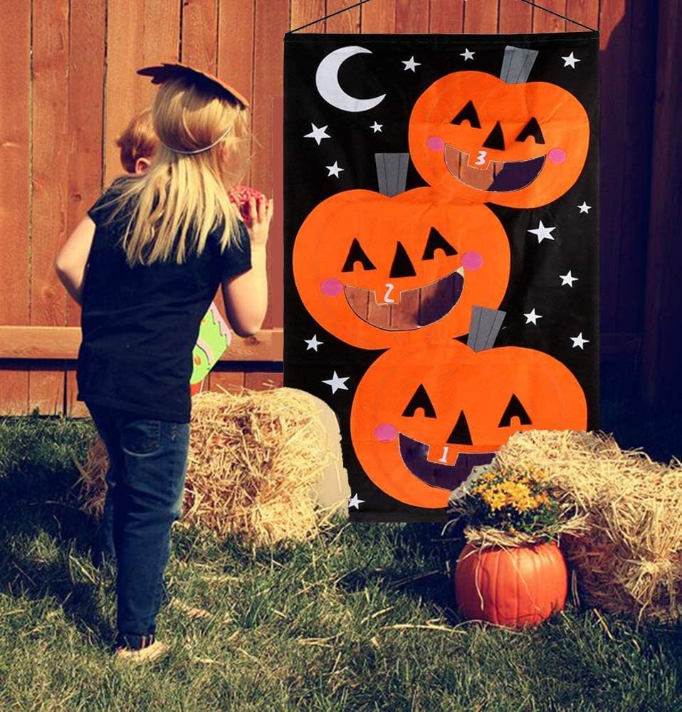 Oun Nana Halloween Pumpkin Toss Game with 3 Bean Bags Party Games for Kids Halloween Decorations