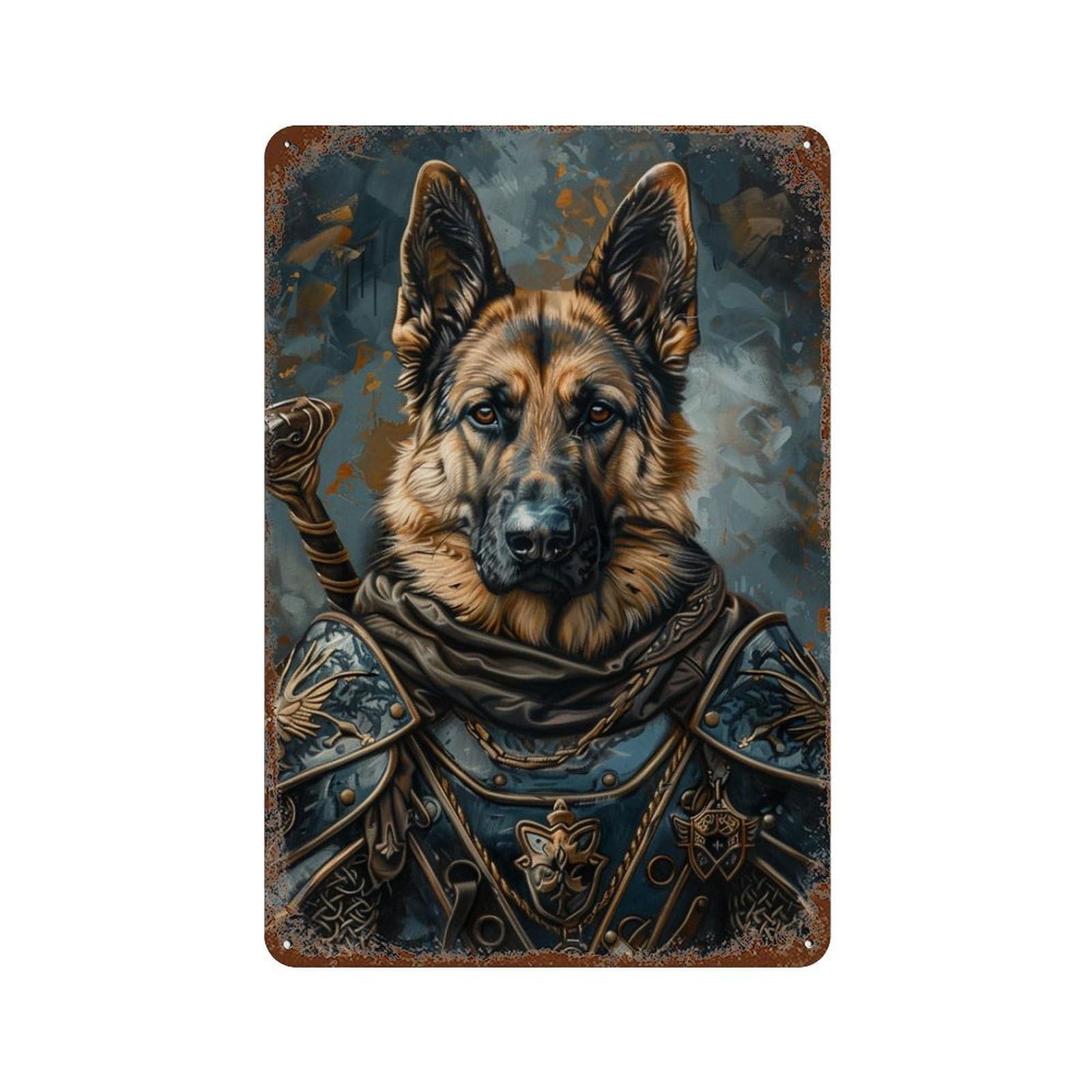 Knightly German Shepherd Armor Retro Metal Sign 11.8"x7.9", Farmhouse Wall Decor for Garage, Pub Or Kitchen