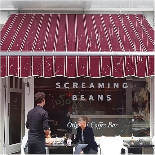 Vista 5 de Toldo de repuesto para patio, 40 tamaños, tela de repuesto para toldo, 100% poliéster, cubierta para patio, terraza, balcón, protección UV, rayas
