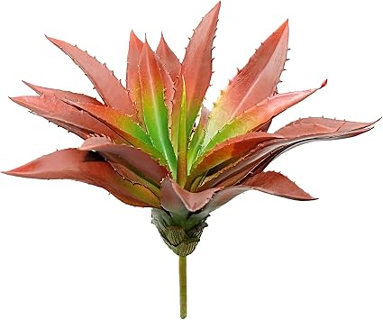 Large 12.6" Artificial Succulents Aloe Plants Real Touch Fake Flowers Unpotted, Fake Agave Perfect for Home, Wedding, Festival Arrangement Fake Succulent Aloe Vera Plant 1, Green-Red