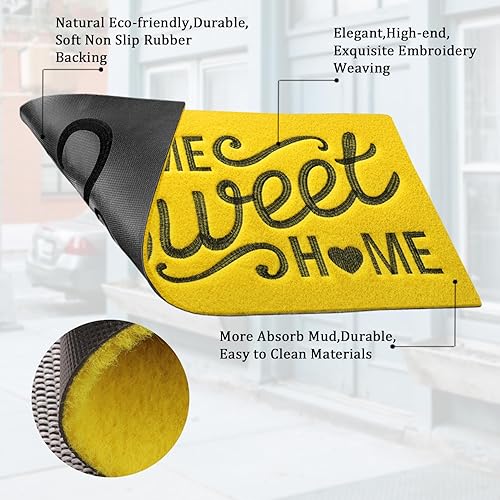 Miniatura 4 de AAZZKANG Tapete amarillo decorativo para interiores y exteriores, grande, 36 x 24 pulgadas, con parte trasera de goma antideslizante, ultra absorbe