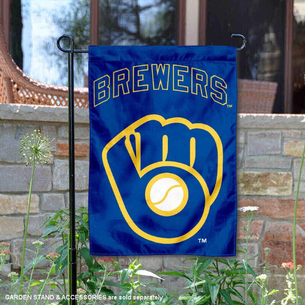 Milwaukee Brewers Retro Throwback Glove Double Sided Garden Flag
