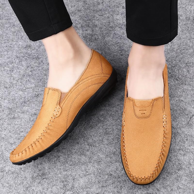 Loafers for Men Round Toe Suede Vamp Loafer Shoes Flat Heel Lightweight Flexible Prom Slip-on4