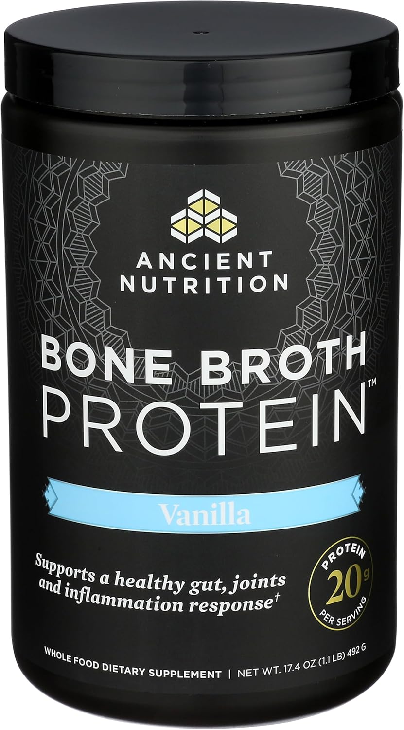 Ancient Nutrition Grass Fed, Cage Free, Bone Broth Protein Powder, 20g Protein, Hydrolyzed Collagen Peptides, Keto & Paleo Friendly, Supports Joint, Gut Health, Vanilla, 20 Servings - Image 4