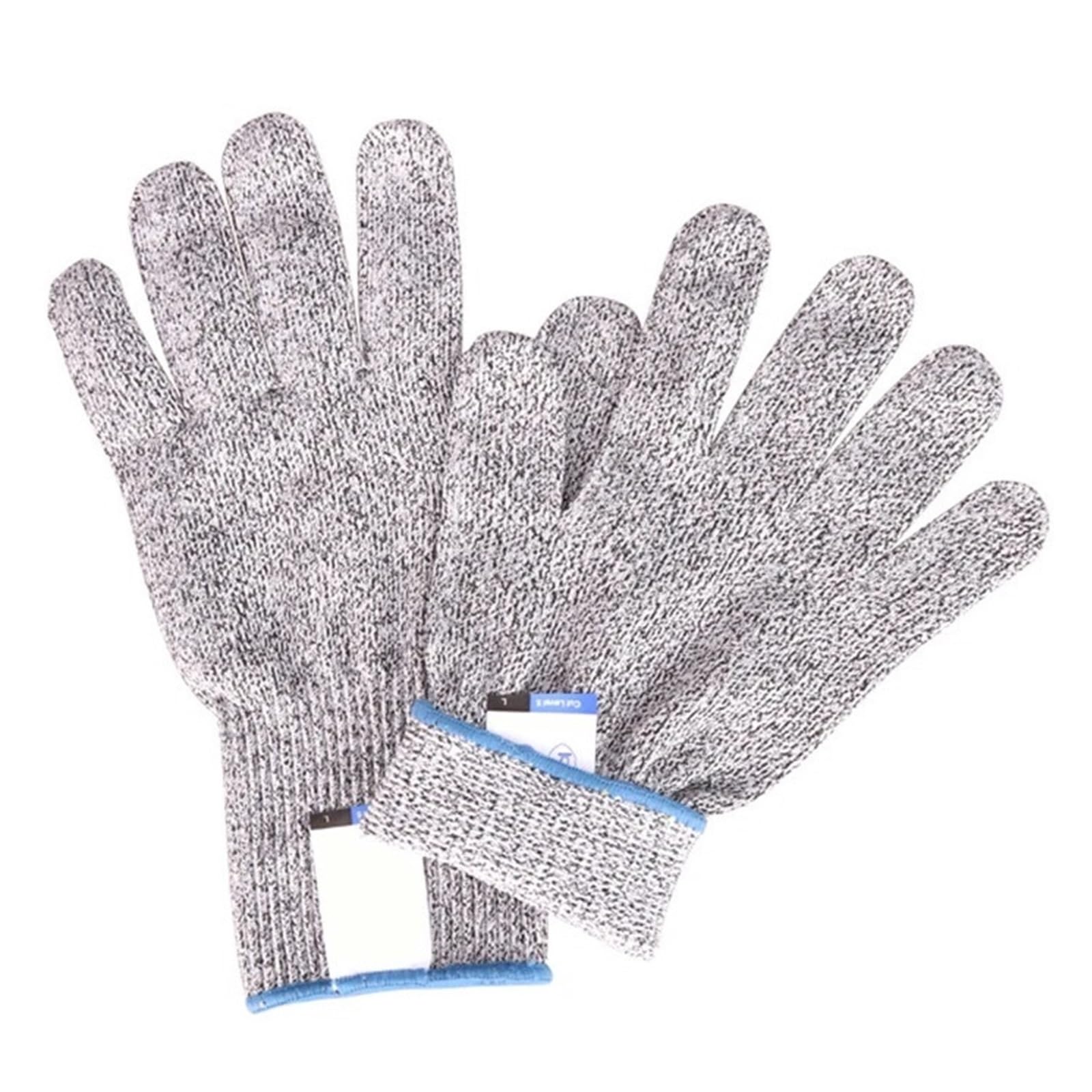 Gants De Coupe Gants Anti-Coupure Gris Noir HPPE Niveau 5, Gants De Travail De Sécurité, Gants Résistants Aux Coupures Confortablement Adapté(3 Pairs,L)