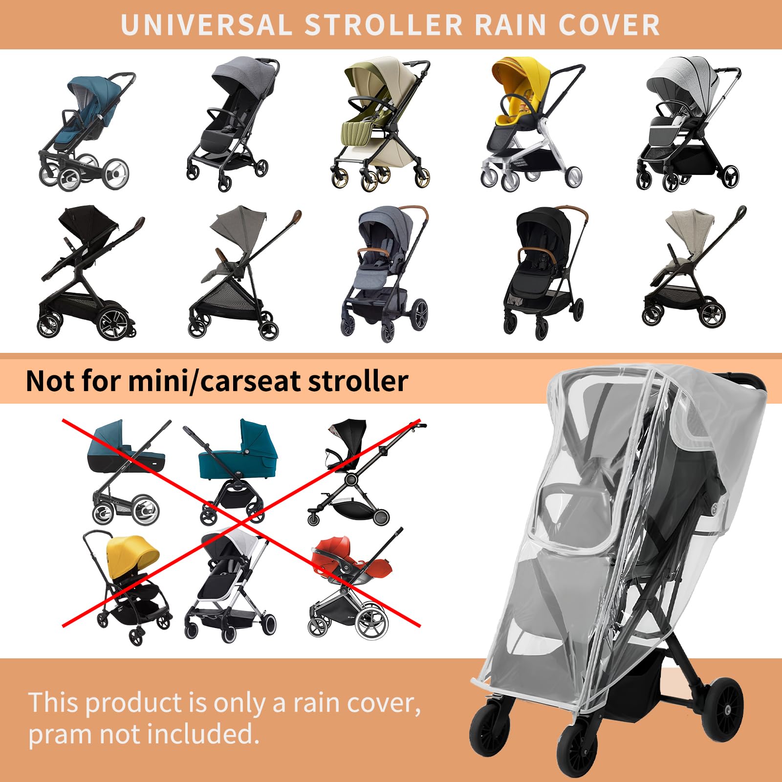 Amazon.com : yoamez Stroller Rain Cover for Nuna - Waterproof & Windproof  Weather Shield for Nuna Baby Strollers | Universal Fit for Nuna Mixx, Nuna  TRVL & More | See-Through Window &