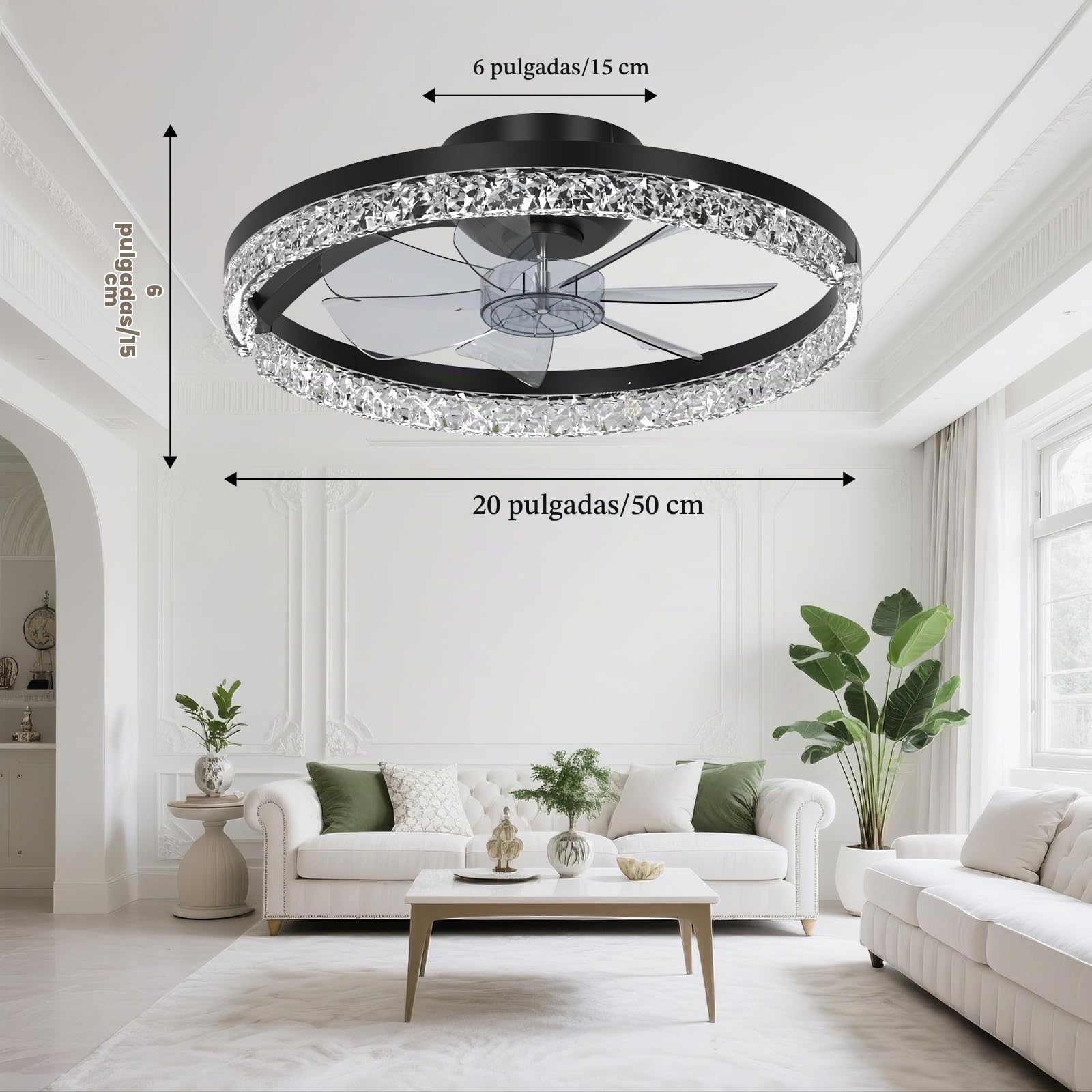 Ventilador de Techo 20" de Perfil Bajo con Luz & Mando | 6 Velocidades, LED Cambio de Color Continuo (3000K-6500K) para Dormitorio, Habitación Infantil, Sala de Estar