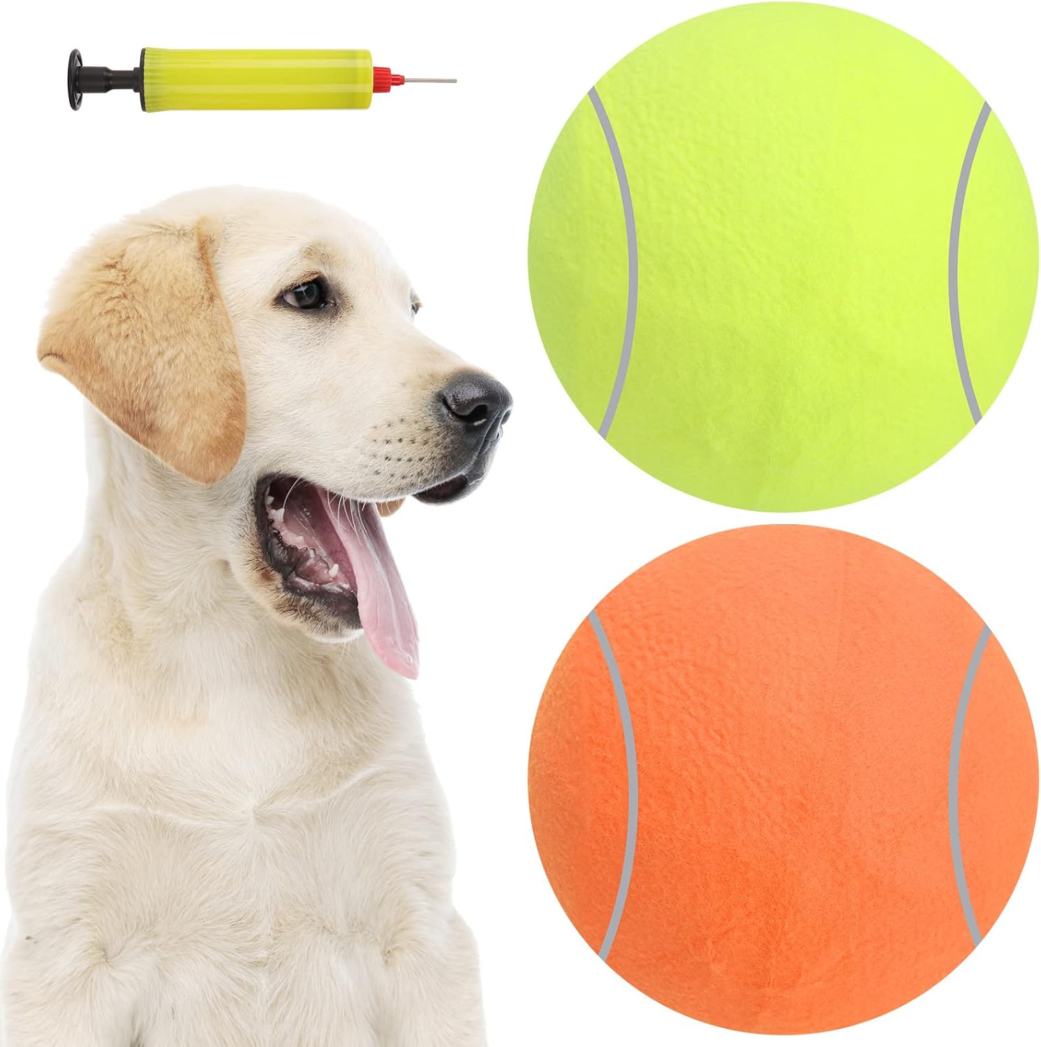 EXPAWLORER Giant 9.5" Tennis Balls for Dogs 2 Pack Inflatable Extra