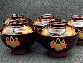 Amazon.co.jp: 輪島塗小森克己溜塗高台寺蒔絵煮物椀吸物椀五客揃