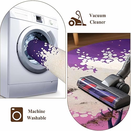 Miniatura 8 de 2.7x5 Area Rugs, Purple Star Sky Non-Skid Rubber Backing Large Rectangle Rugs - Living Room Bedroom Home Office, Tree Retro Abstract Watercolor Art