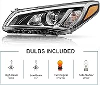 Vista 5 de Faros delanteros halógenos carcasa cromada sin bombillas para Sonata 2015-2017 EE. UU