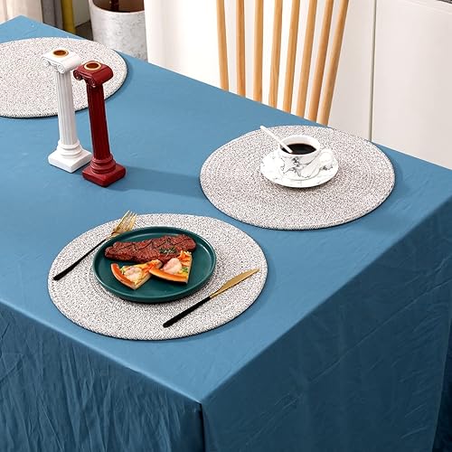 Miniatura 6 de Kosmeey Juego de 6 manteles individuales tejidos, manteles individuales de ratán de 13 pulgadas, manteles de mimbre, manteles de mimbre, manteles
