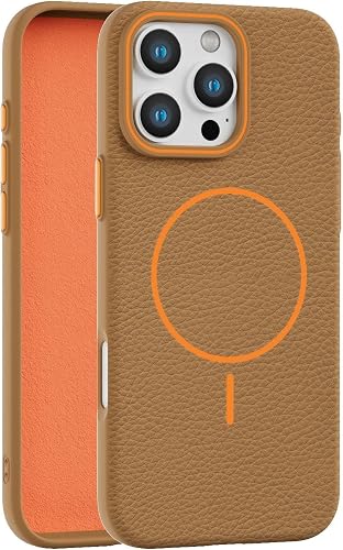 Callyue for iPhone 16 Pro Max Case Brown, [Compatible with Magsafe], Soft Non-Sl