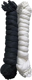 mmt Women Cotton Plain Dupatta with Pum Pum Lace(2.25 Meter_Pack of 2) (Black and White)-picture-55