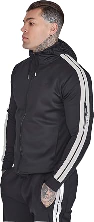 SikSilk Men's Muscle Fit Full Zip Hoodie Black