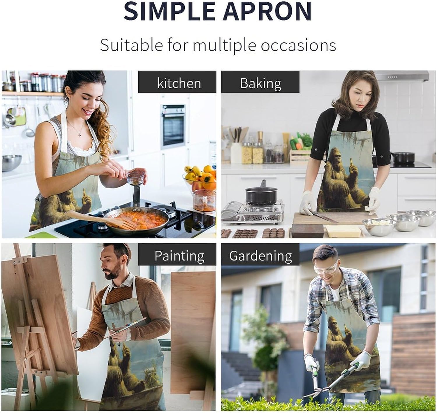 Bigfoot Drinking In Boat Apron for Women Men Kitchen Work image 5