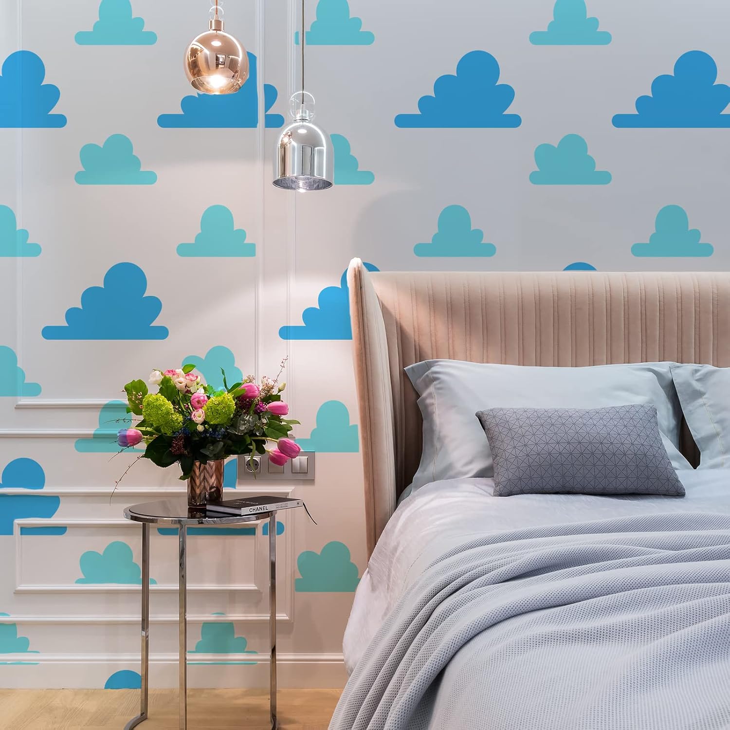 FINGERINSPIRE 3PCS Large Cloud Paint Stencil 2 Size Wall Stencils for Kids Bedroom Decoration Reusable Clouds Stencil Plastic Hollow Out Art Craft Stencils for Painting on Tile, Fabric, Furniture