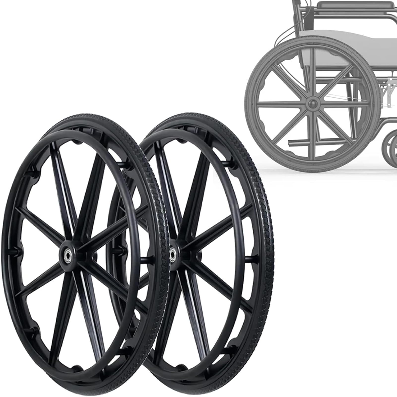 Rueda para Silla De Ruedas De 2 Uds 24In/600Mm Rueda para Silla De Ruedas A Prueba De Pinchazos Pieza De Repuesto De Rueda para Andador Rueda De Repuesto Antideslizante