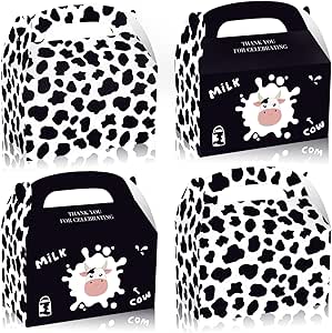 24PCS Cow Print Party Snack Boxes – Kids Birthday Paper Food Trays main image 1