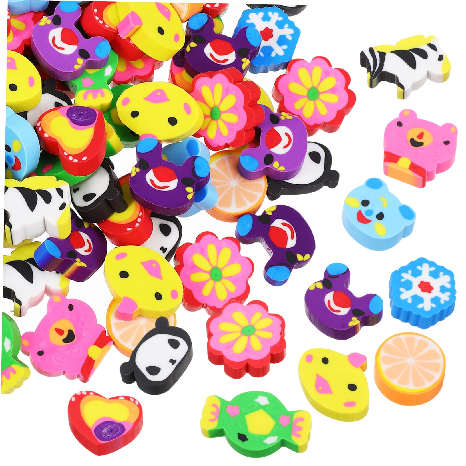 STOBOK 100pièces Gommes Animaux Set Gommes pour Garçon Fille pour École Petites De Dessin Animé Jouets Fournitures Scolaires