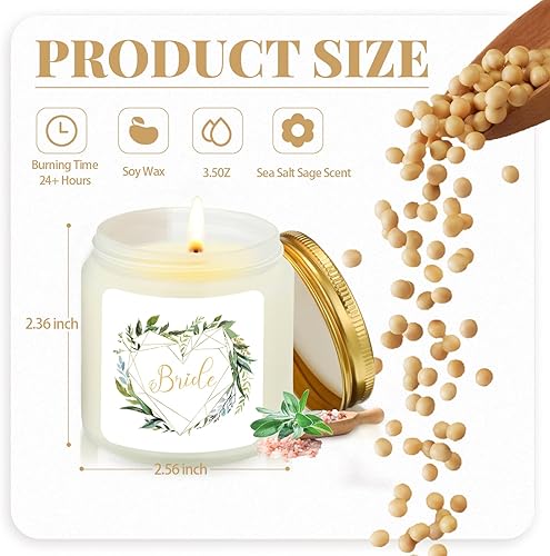 Miniatura 2 de 8 velas de dama de honor, regalo de boda, sal marina, salvia, perfumada, regalo de propuesta de novia, velas de cera de soja natural, juego de