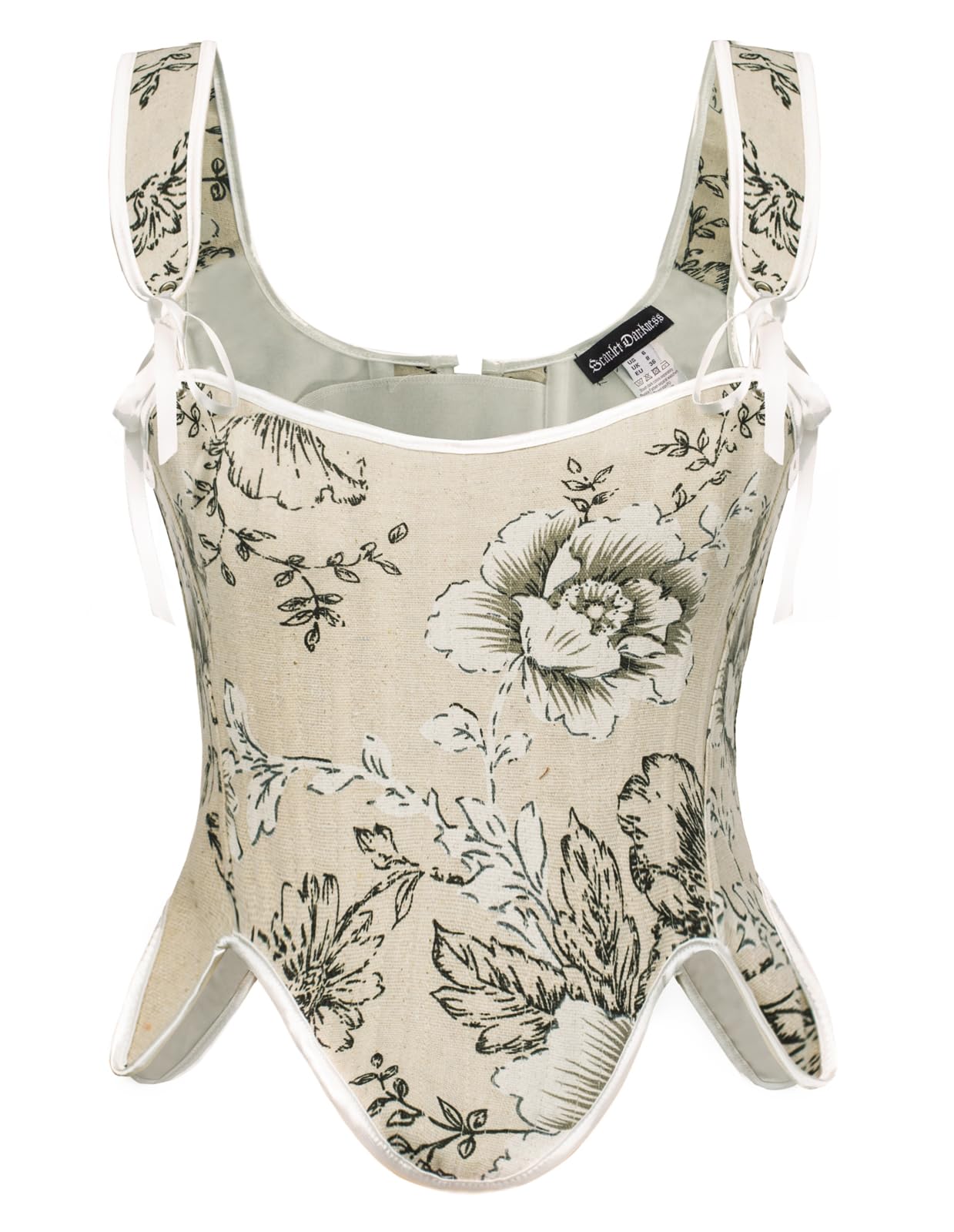 Scarlet Darkness Corset Tops for Women Renaissance Floral Lace Up Bustier | 21pcs Plastic Bones, Shape Your Body, Shoulder Ties, Lace-Up Back, Adjust for Best Fit, Irregular Hemline, Zip at Right Side
