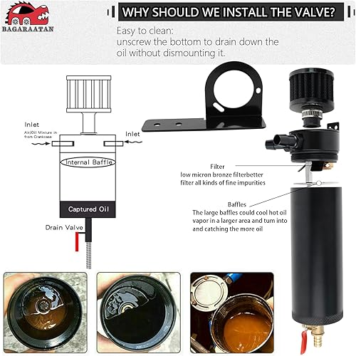 Miniatura 5 de BAGARAATAN Kit de latas de aceite de 2.5 onzas líquidas, tanque de depósito de aceite desconcertado universal de 2 puertos con filtro de ventilación