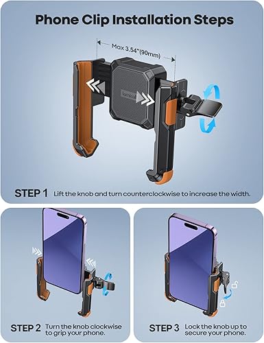 Miniatura 3 de Lamicall Soporte de teléfono para motocicleta, compatible con cámaras, bloqueo de 1 s, abrazadera de manillar para bicicleta, clip de teléfono para