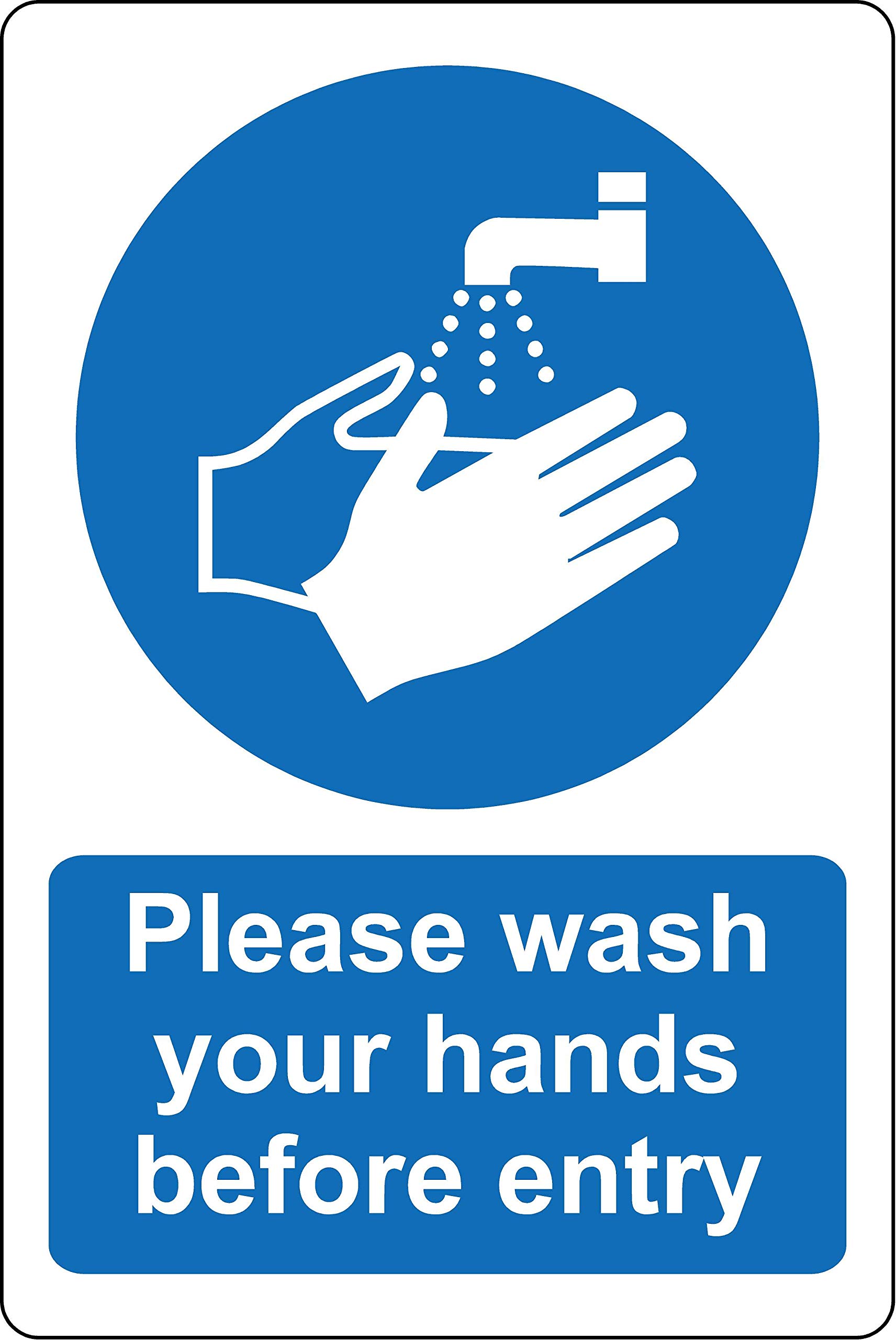 Please wash your hands before entry Safety sign - 1.2mm Rigid plastic 200mm x 150mm