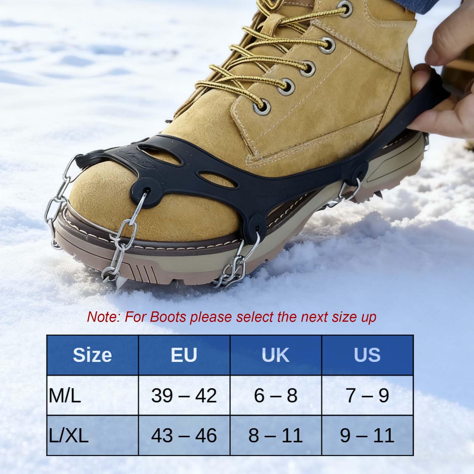 Ice Snow - Ramponi antiscivolo a 19 punte, per scarpe da ghiaccio, per passeggiate invernali all'aperto, alpinismo ed escursionismo